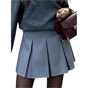 MakeMeChic Women's Pleated Mini Uniform Skirt Zipper A Line Short Skater Skirts