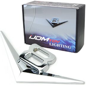 iJDMTOY Vintage Style 3D Chrome Alloy Metal V8 Emblem Compatible with Grille Hood Trunk Fender Side Door, etc