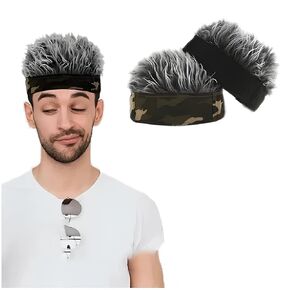 ZJchao Wig for Men Men Wig Hat, Men Artificial Wig Hat Camouflage Grey Color Size Adjust Funny Short Hair Wig Headband Short Wig Headbands Men Headband Wig for Parties Outdoor Activities Daily Use