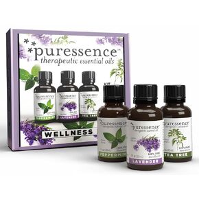 Puressence Oil Set, Blends for Diffusers, 100% Pure Essential Oils, Aromatherapy Oil Fragrances, Essential Oils for Skin, Lavender, Tea Tree and Peppermint, 3 Fl Oz, 3 Pack