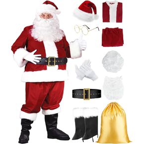 زي Ruimeier Santa Clacus للرجال البالغين 10 قطع بدلة سانتا الفاخرة لعيد الميلاد in Kuwait