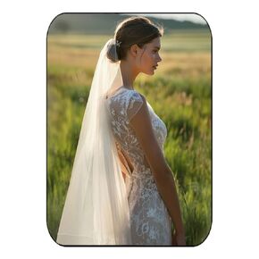 Heread Wedding Veil for Bride 2 Tiers Short Fingertip Length Bridal Tulle Hair Accessoies with Comb and Cute Edge (Ivory)