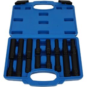 SCITOO 16Pcs Locking Lug Nut Master Key Set Fit For Removing Locking Spline Star Hex and Fluted Hex Lug Nuts,SAE and Metric Lug Sockets