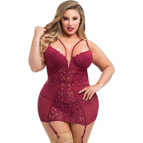 Lovehoney Lingerie Parisienne Chemise - Sheer Lace Womens Nightwear - Adjustable Straps - Womens Lingerie Sets - Sizes 2-24