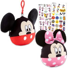 Mickey and Minnie Mouse Plush Keychain Set - Bundle with Mickey and Minnie Soft Zipper Pull Plushie for Kids with Tattoos, More | Mickey and Minnie Mouse Bag Clips Party Favor