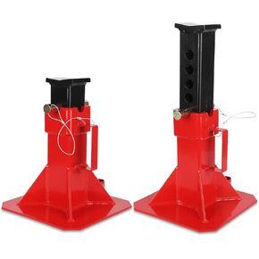 Heavy Duty Pin Type Professional Car Jack Stand with Lock, Automotive Jack Stands for Supporting Trucks Trailers Car, Adjustable Height 13"-19", 22 Ton (44,000 Lb) Capacity, Red, 1 Pair