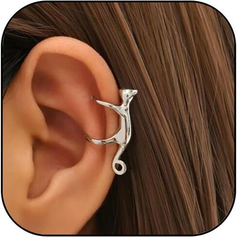 Cute Cat Ear Cuff Earring for Women Cat Ear Climber Crawler Earring Non Pierced Ears Hypoallergenic Earrings for Cat Lover Funny Jewelry for Women in Kuwait