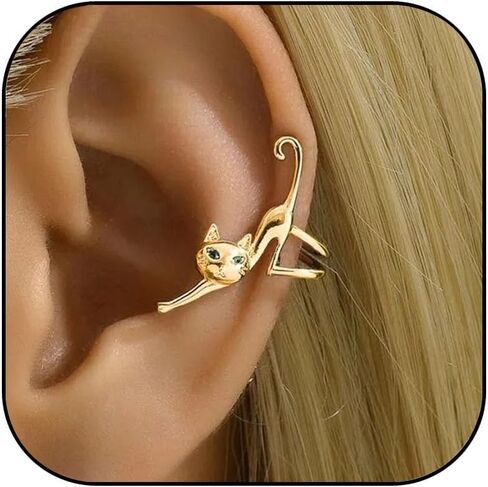 Cute Cat Ear Cuff Earring for Women Cat Ear Climber Crawler Earring Non Pierced Ears Hypoallergenic Earrings for Cat Lover Funny Jewelry for Women in Kuwait