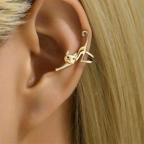 Cute Cat Ear Cuff Earring for Women Cat Ear Climber Crawler Earring Non Pierced Ears Hypoallergenic Earrings for Cat Lover Funny Jewelry for Women in Kuwait