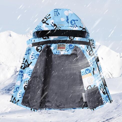 WULFUL Boy's Waterproof Ski Jacket Warm Fleece Hooded Winter Snow Coat in Kuwait