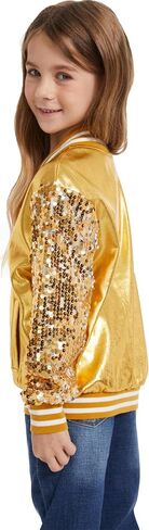 Mowbeat Sequins Varsity Jackets for Girl Glittery Sparkle Baseball Jacket Holographic Metallic Bomber Jacket For Kid in Saudi Arabia