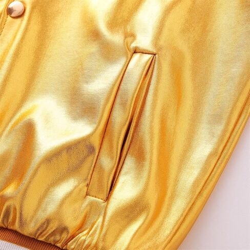 Mowbeat Sequins Varsity Jackets for Girl Glittery Sparkle Baseball Jacket Holographic Metallic Bomber Jacket For Kid in Saudi Arabia