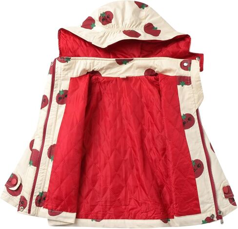 Mud Kingdom Girls Padded Jacket with Hood Tomato Print Pocket Warm Outerwear Zip Up Winter in Saudi Arabia