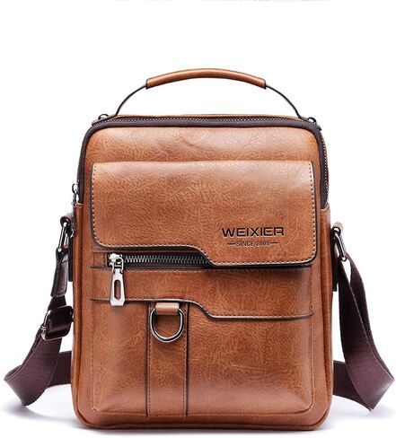 Men's Retro Leather Shoulder Bag - Stylish and Practical Messenger Bag with Multiple Compartments in Saudi Arabia