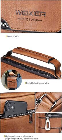 Men's Retro Leather Shoulder Bag - Stylish and Practical Messenger Bag with Multiple Compartments in Saudi Arabia