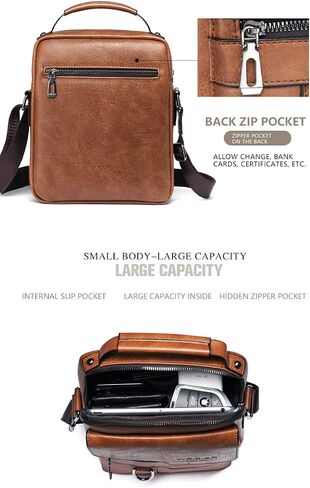 Men's Retro Leather Shoulder Bag - Stylish and Practical Messenger Bag with Multiple Compartments in Saudi Arabia