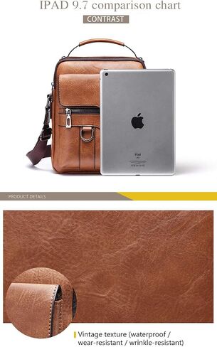 Men's Retro Leather Shoulder Bag - Stylish and Practical Messenger Bag with Multiple Compartments in Saudi Arabia