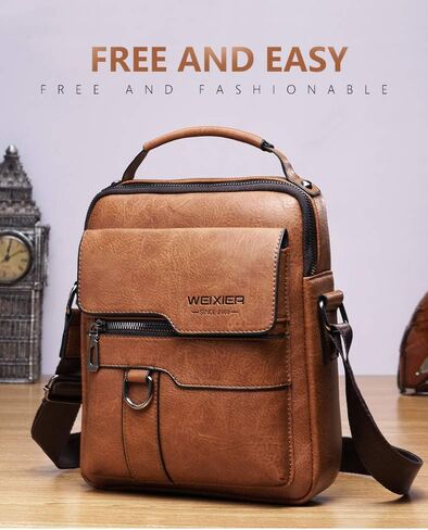 Men's Retro Leather Shoulder Bag - Stylish and Practical Messenger Bag with Multiple Compartments in Saudi Arabia