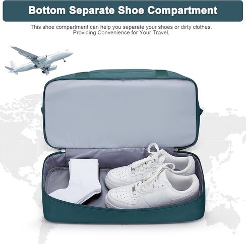 Travel Bag with Shoe Compartment,Weekender Bag for Women,Gym Bag with Wet Pocket,Carry on Overnight Bag Overnight Bag Hospital Bag,Peacock Blue in Kuwait