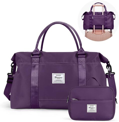 SYCNB Weekender Bags for Women,Travel Duffel Bag with Toiletry Bag,Overnight Weekend Carry On Personal Item Bag with Wet Pocket & Trolley Sleeve,Gym Bag,Dark Purple in Kuwait