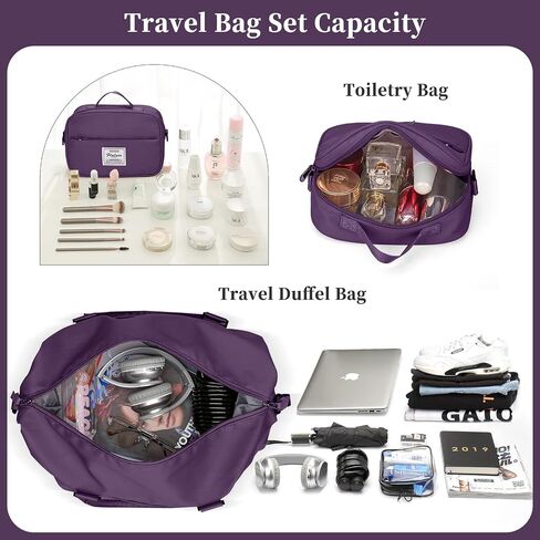 SYCNB Weekender Bags for Women,Travel Duffel Bag with Toiletry Bag,Overnight Weekend Carry On Personal Item Bag with Wet Pocket & Trolley Sleeve,Gym Bag,Dark Purple in Kuwait