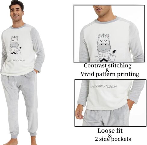 Mens Fleece Robes Set-Mens Winter Plush Robe-Fashionable Cartoon-Soft -Comfortable-Winter Nightgown in Saudi Arabia