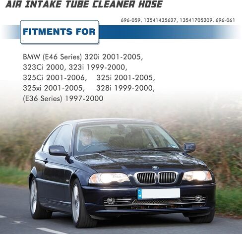 خرطوم مدخل الهواء متوافق مع BMW E46 320i 323i 325i 328i E36 Z3 يستبدل أنبوب فلتر السحب # 696-059، 13541435627، 13541705209، 696-061- حذاء أنبوب قناة دخول الهواء in Kuwait