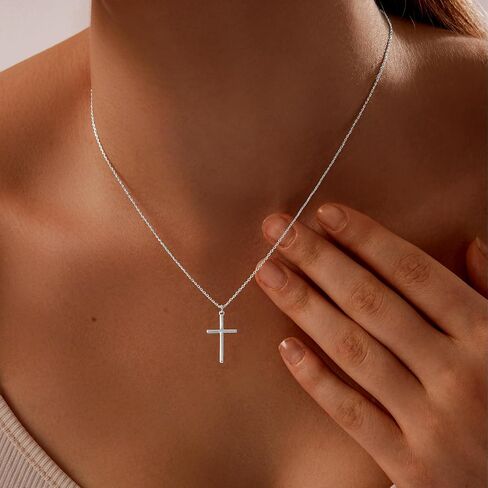14K Gold Plated/Sterling Silver Cross Necklace for Women Dainty Women's Tiny/Simple/Mini/Classic Cross Pendant Necklace Christmas Jewelry Gifts for Women in Kuwait