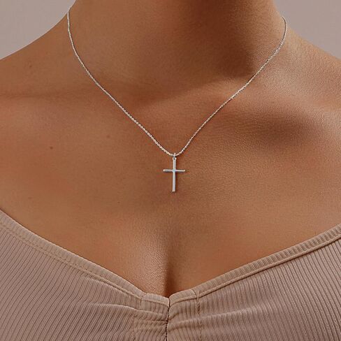 14K Gold Plated/Sterling Silver Cross Necklace for Women Dainty Women's Tiny/Simple/Mini/Classic Cross Pendant Necklace Christmas Jewelry Gifts for Women in Kuwait