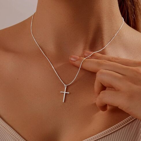 14K Gold Plated/Sterling Silver Cross Necklace for Women Dainty Women's Tiny/Simple/Mini/Classic Cross Pendant Necklace Christmas Jewelry Gifts for Women in Kuwait