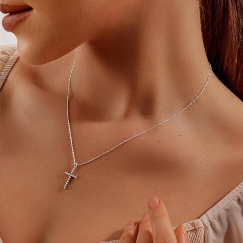 14K Gold Plated/Sterling Silver Cross Necklace for Women Dainty Women's Tiny/Simple/Mini/Classic Cross Pendant Necklace Christmas Jewelry Gifts for Women in Kuwait