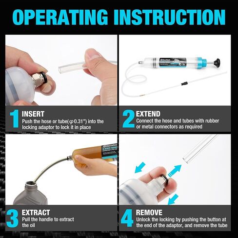 DURATECH 500CC Fluid Extractor, Oil Extractor with Long Hose and Extension Tubes, Brake Fluid Extractor, Fluid Pump Automotive, Suction Pump for Lawn Mowers Cars Ships Golf Carts in Kuwait