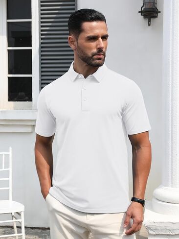 TACVASEN Men's Polo Shirts Short Sleeve Casual Cotton Pique 3 Buttons T-Shirts Classic Fit Golf Polo Shirts in Saudi Arabia