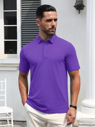 TACVASEN Men's Polo Shirts Short Sleeve Casual Cotton Pique 3 Buttons T-Shirts Classic Fit Golf Polo Shirts in Saudi Arabia