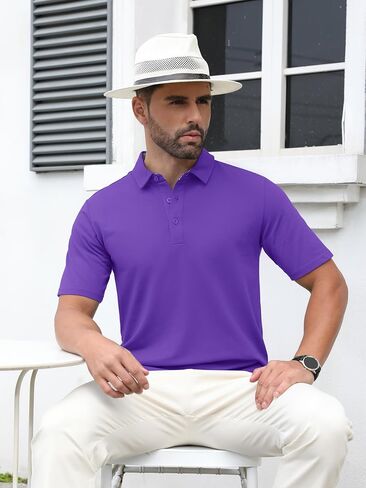 TACVASEN Men's Polo Shirts Short Sleeve Casual Cotton Pique 3 Buttons T-Shirts Classic Fit Golf Polo Shirts in Saudi Arabia
