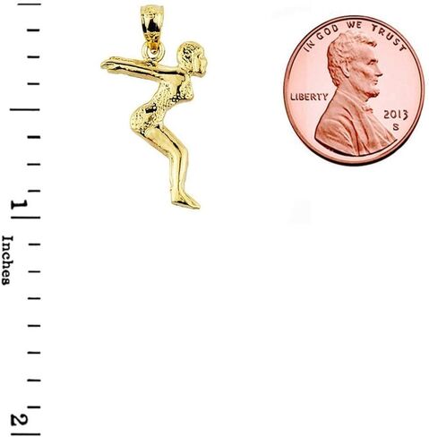 10k Yellow Gold Lady Swimmer/Diver Charm Pendant in Saudi Arabia
