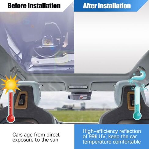 PACEWALKER Glass Foldable Roof Sunshade Heat Insulation UV Blocking Sunroof Covers Compatible with 2022-2024 Rivian R1S Accessories(Silver) in Saudi Arabia