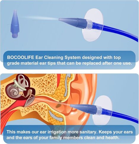 BOCOOLIFE Ear Wax Removal, Ear Wax Cleaner, Ear Cleaning Kit Ear Flush Ear Irrigation Flushing System Washer Safe Ear Lavage, 10 Ear Disposable Tips, Effective Washing Ear Built Up Wax with Ear Basin in Saudi Arabia