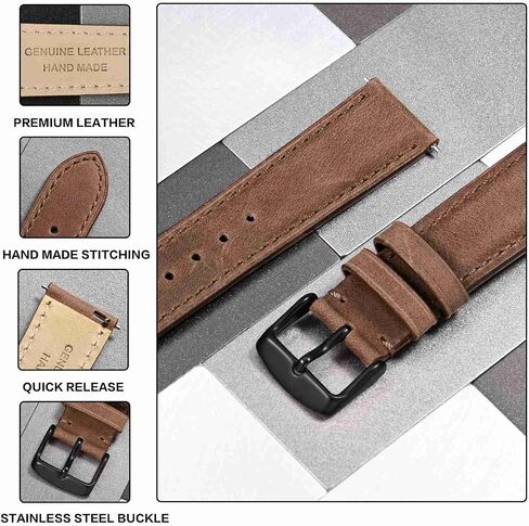 Anbeer Retro Watch Band Quick Release, Crazy Horse Leather Watch Straps for Men and Women, Band Width - 18mm 20mm 22mm 16mm 19mm 24mm in Kuwait