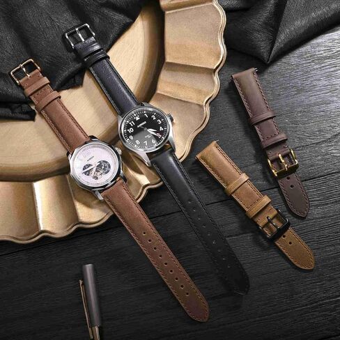 Anbeer Retro Watch Band Quick Release, Crazy Horse Leather Watch Straps for Men and Women, Band Width - 18mm 20mm 22mm 16mm 19mm 24mm in Kuwait