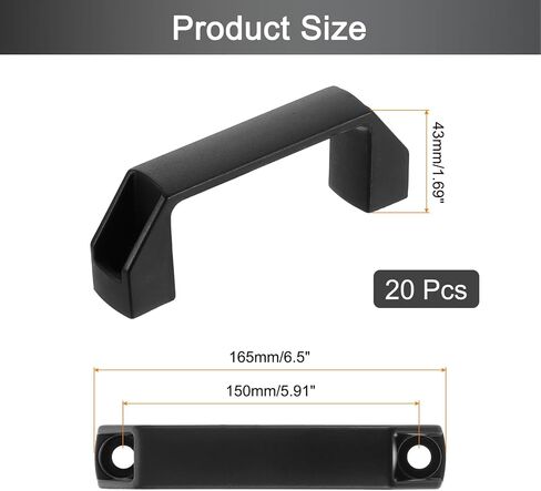 uxcell 20 Pack Rectangular Plastic Pull Handle, 90mm/3.5 Inch Hole Center Cabinets Pull for Drawer Luggage Mechanical Equipment Garages, Black in Saudi Arabia