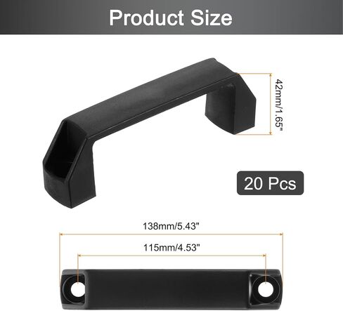 uxcell 20 Pack Rectangular Plastic Pull Handle, 90mm/3.5 Inch Hole Center Cabinets Pull for Drawer Luggage Mechanical Equipment Garages, Black in Saudi Arabia