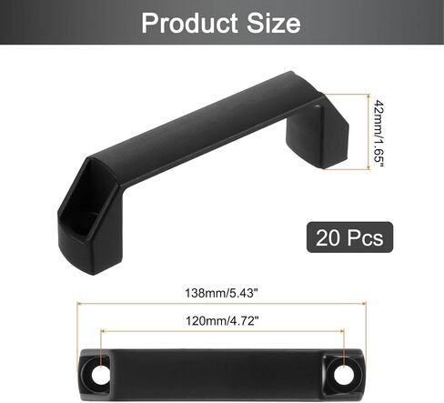 uxcell 20 Pack Rectangular Plastic Pull Handle, 90mm/3.5 Inch Hole Center Cabinets Pull for Drawer Luggage Mechanical Equipment Garages, Black in Saudi Arabia
