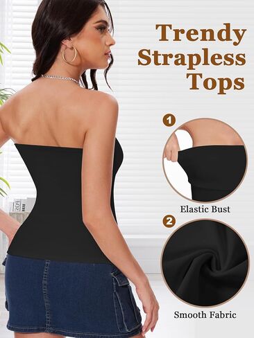 Tube Tops for Women Y2k Going Out Off The Shoulder Tops Sexy Strapless Bandeau Top Side Split Bustier Top in Saudi Arabia