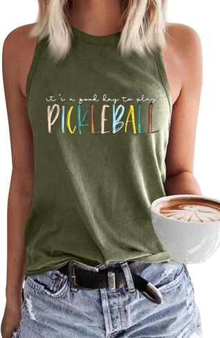 قميص نسائي إنه يوم جيد للعب Pickleball Tank Top Pickleball Lover قميص صيفي كاجوال رياضي بدون أكمام in Kuwait