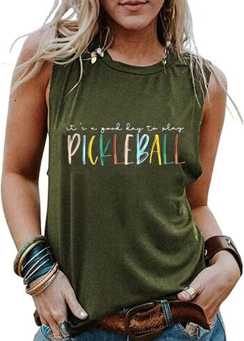 قميص نسائي إنه يوم جيد للعب Pickleball Tank Top Pickleball Lover قميص صيفي كاجوال رياضي بدون أكمام in Kuwait