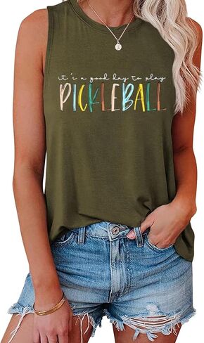 قميص نسائي إنه يوم جيد للعب Pickleball Tank Top Pickleball Lover قميص صيفي كاجوال رياضي بدون أكمام in Kuwait