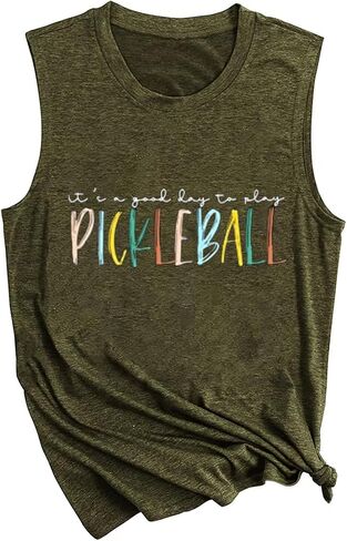 قميص نسائي إنه يوم جيد للعب Pickleball Tank Top Pickleball Lover قميص صيفي كاجوال رياضي بدون أكمام in Kuwait