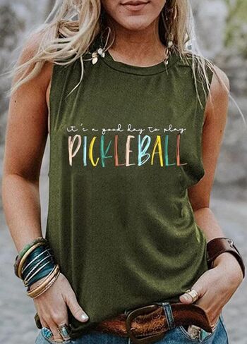 قميص نسائي إنه يوم جيد للعب Pickleball Tank Top Pickleball Lover قميص صيفي كاجوال رياضي بدون أكمام in Kuwait