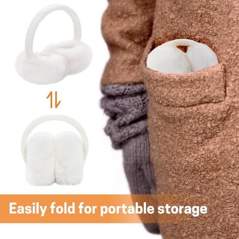 Aurya Winter Earmuffs for Kids, Foldable Fluffy Ear Warmer Girls & Boys Outdoor Adjustable Headband Ear Covers in Kuwait